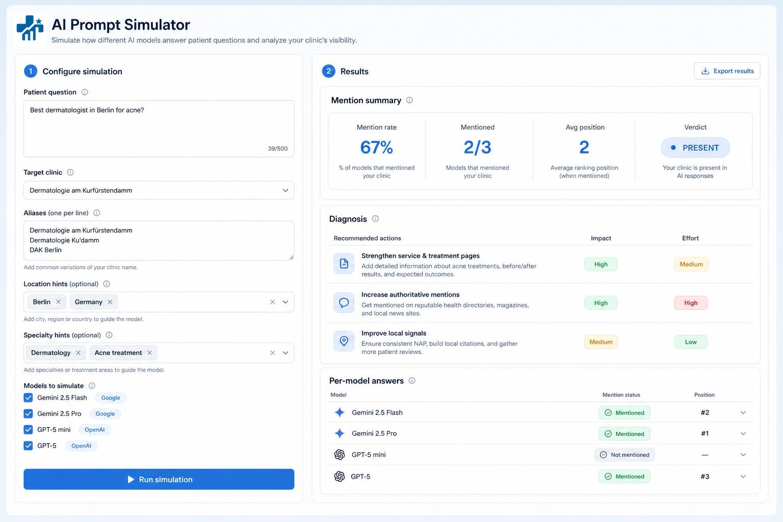 Test any patient question on multiple AI models in parallel